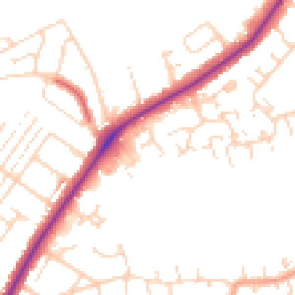 Daytime road noise heatmap for NN3 6QG