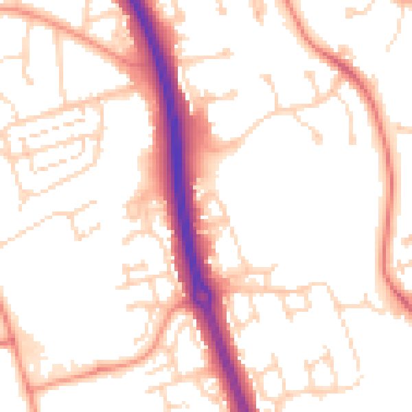 Daytime road noise heatmap for NN3 8EY