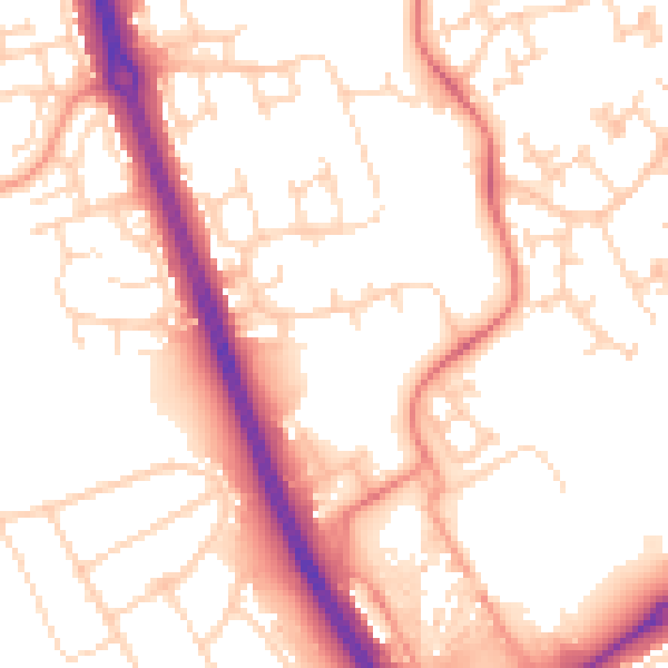 Daytime road noise heatmap for NN3 8HA