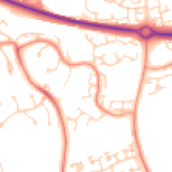 Daytime road noise heatmap for NN3 8TZ