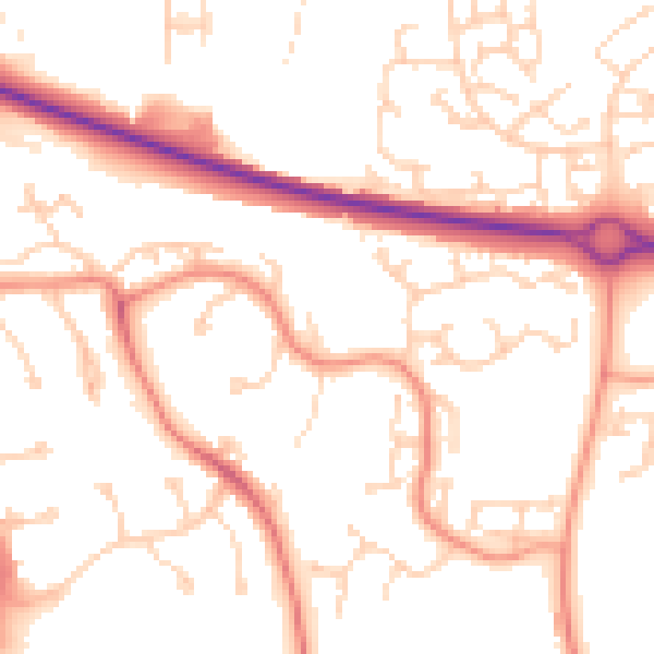 Daytime road noise heatmap for NN3 8UQ