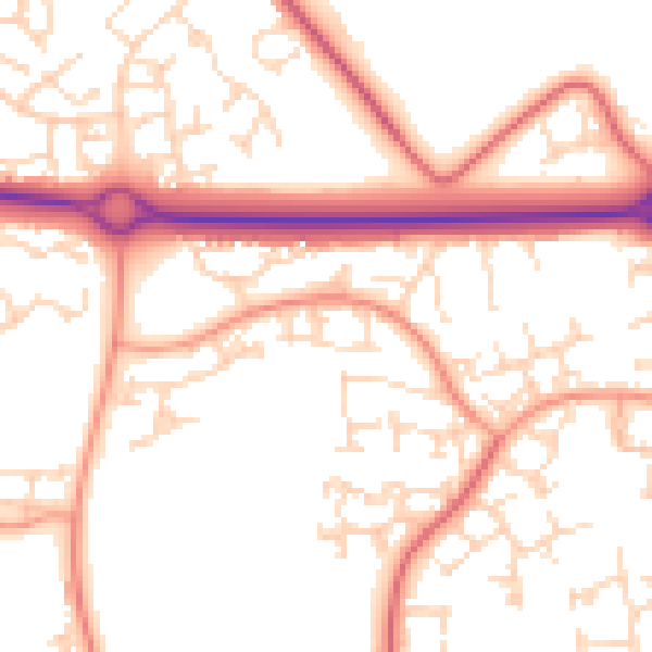 Daytime road noise heatmap for NN3 8XZ