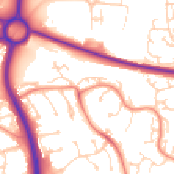 Daytime road noise heatmap for NN3 8YE