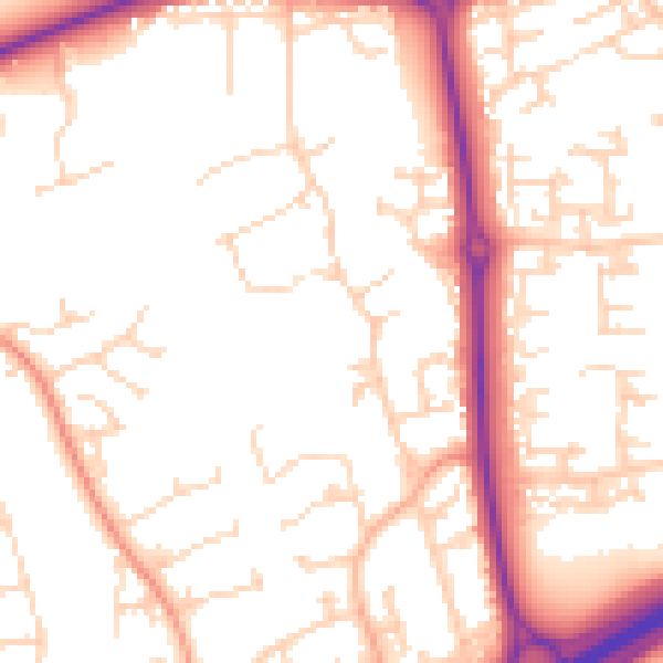Daytime road noise heatmap for NN3 9DR