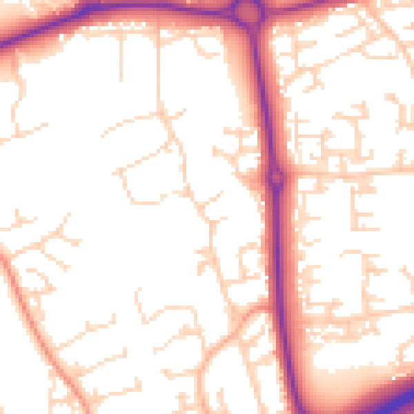 Daytime road noise heatmap for NN3 9DT