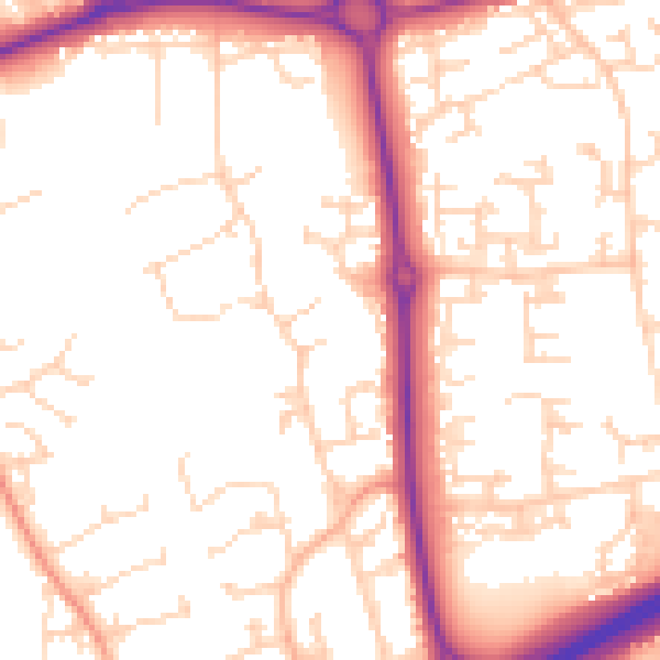 Daytime road noise heatmap for NN3 9DU