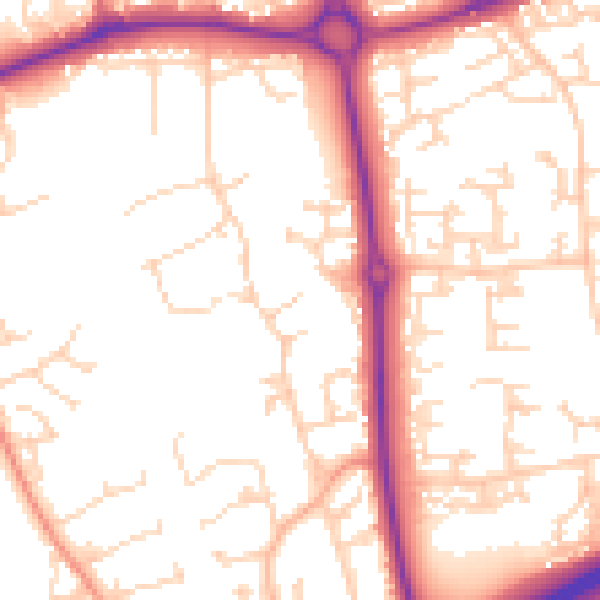 Daytime road noise heatmap for NN3 9DX