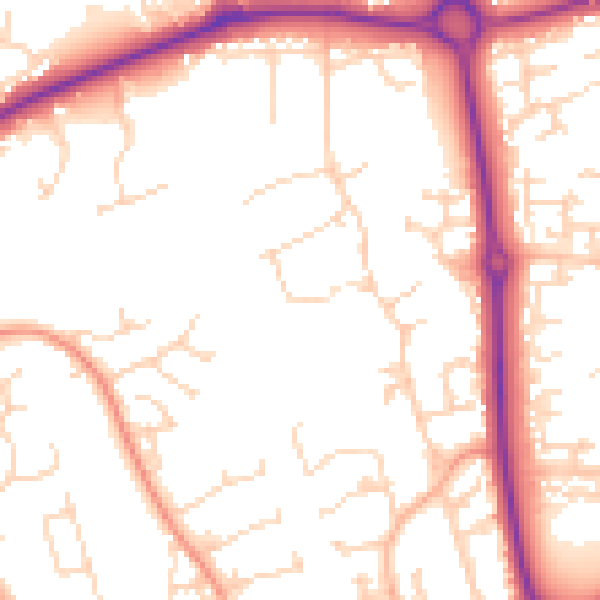 Daytime road noise heatmap for NN3 9EA
