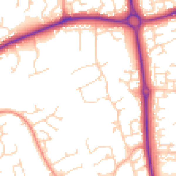 Daytime road noise heatmap for NN3 9ED