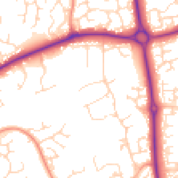 Daytime road noise heatmap for NN3 9EE