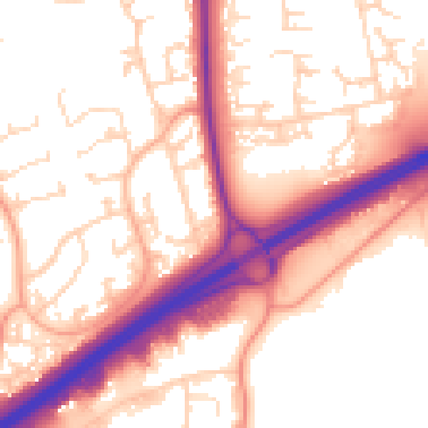 Daytime road noise heatmap for NN3 9EJ