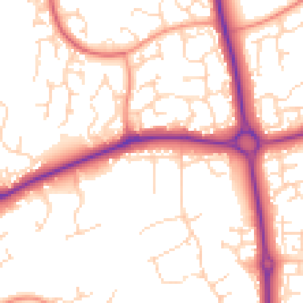 Daytime road noise heatmap for NN3 9EQ