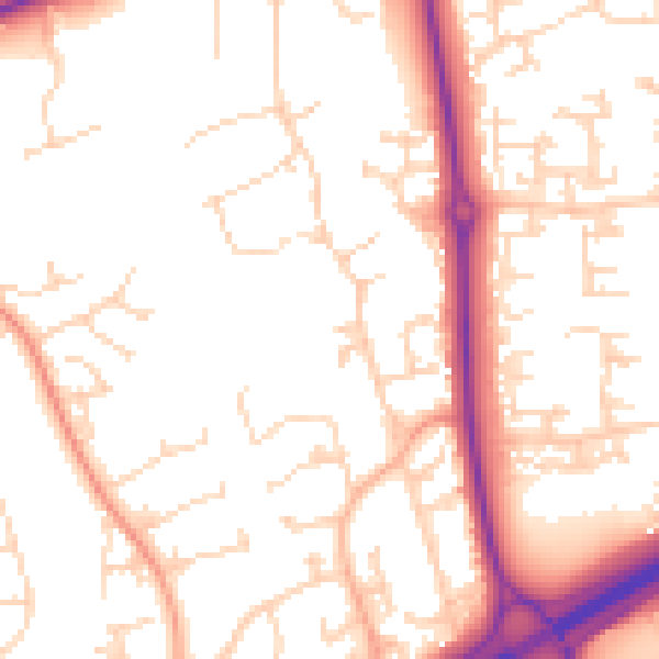 Daytime road noise heatmap for NN3 9HB