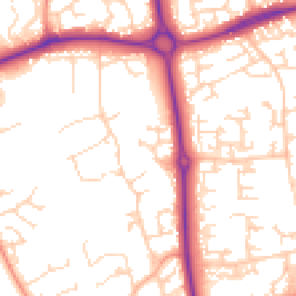 Daytime road noise heatmap for NN3 9HD