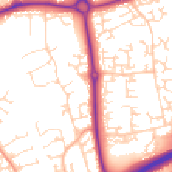 Daytime road noise heatmap for NN3 9HE