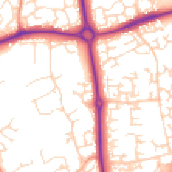 Daytime road noise heatmap for NN3 9HF