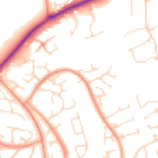 Daytime road noise heatmap for NN3 9HJ