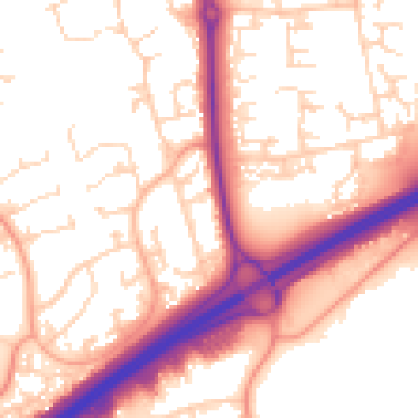 Daytime road noise heatmap for NN3 9JP
