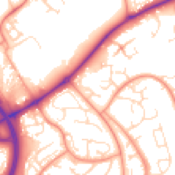 Daytime road noise heatmap for NN3 9JQ