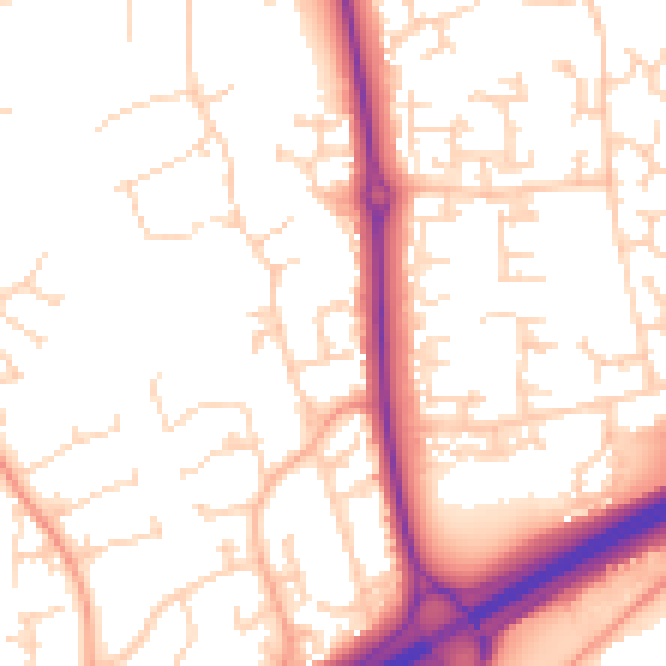Daytime road noise heatmap for NN3 9NT