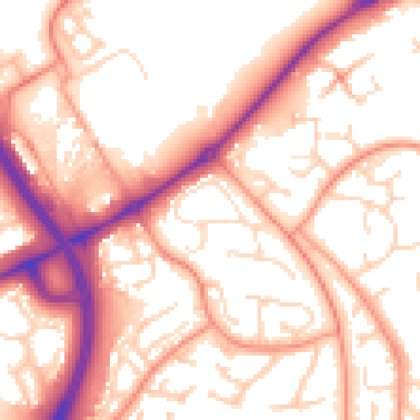 Daytime road noise heatmap for NN3 9TA