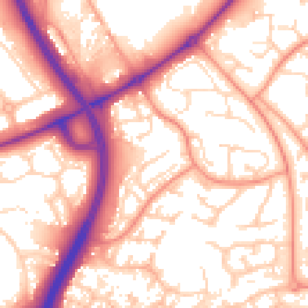 Daytime road noise heatmap for NN3 9UA