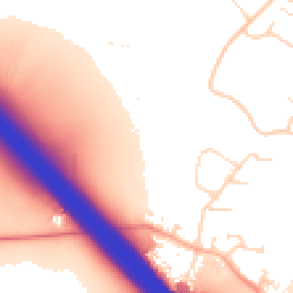 Daytime road noise heatmap for NN4 0AB