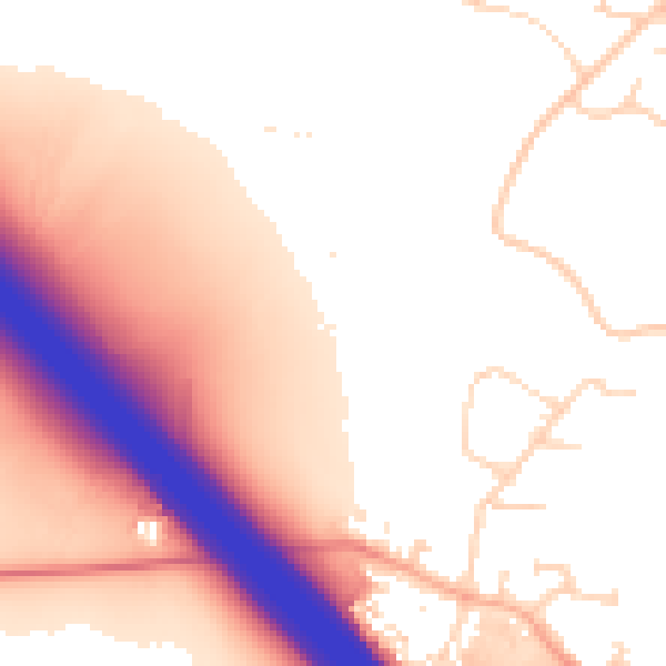 Daytime road noise heatmap for NN4 0AQ
