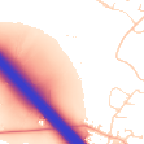 Daytime road noise heatmap for NN4 0AS