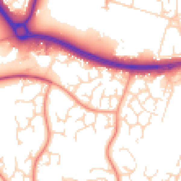 Daytime road noise heatmap for NN4 0QZ