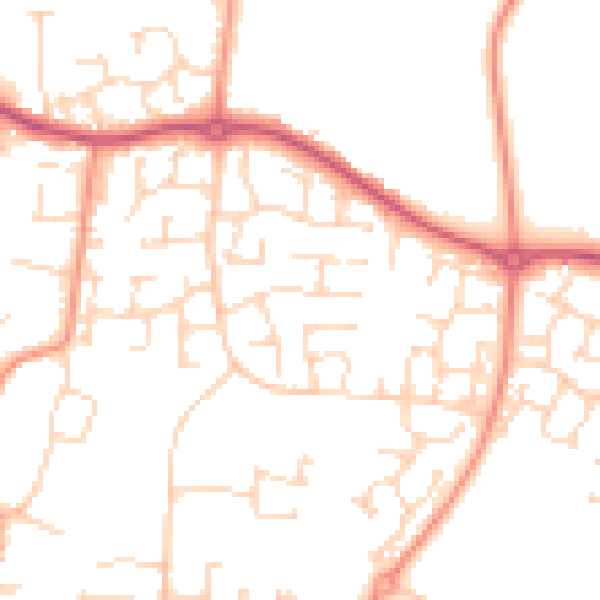 Daytime road noise heatmap for NN4 6AJ