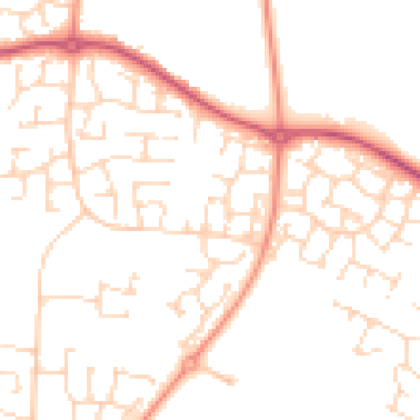Daytime road noise heatmap for NN4 6BL