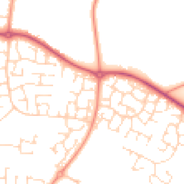 Daytime road noise heatmap for NN4 6BQ