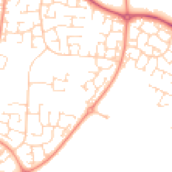 Daytime road noise heatmap for NN4 6FH
