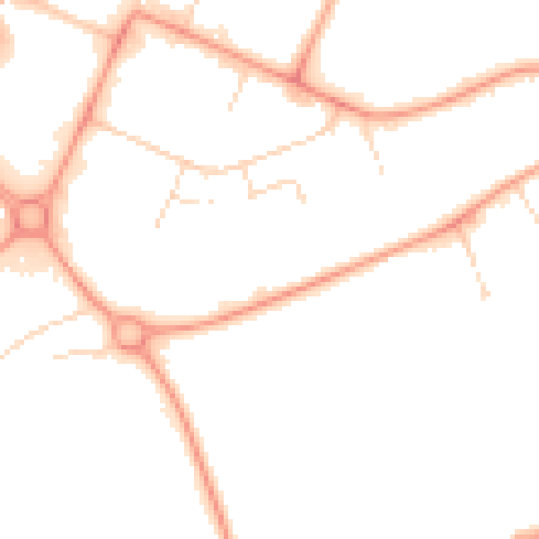 Daytime road noise heatmap for NN4 7PW