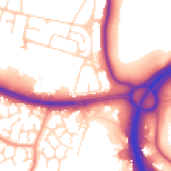 Daytime road noise heatmap for NN4 8BA