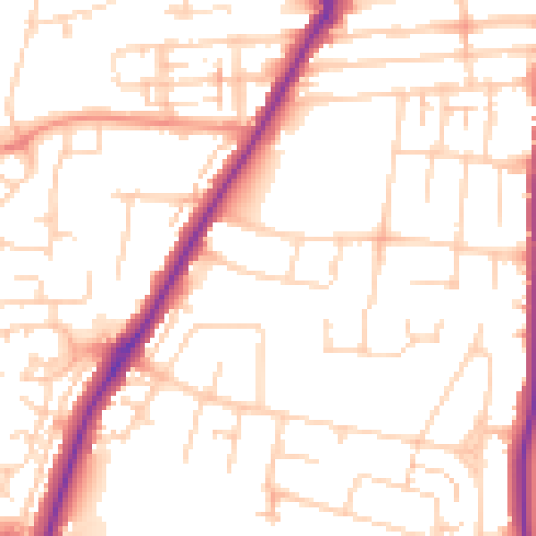 Daytime road noise heatmap for NN4 8NW