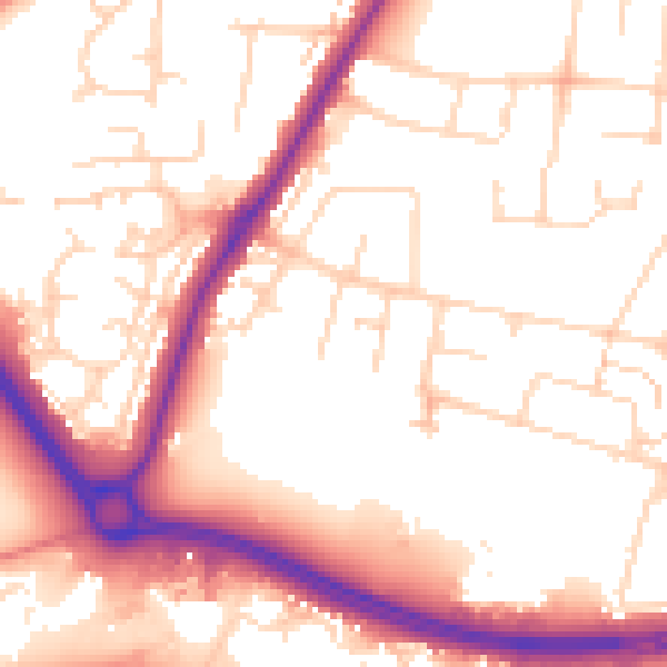 Daytime road noise heatmap for NN4 8PQ