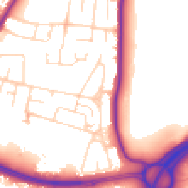 Daytime road noise heatmap for NN4 8QE