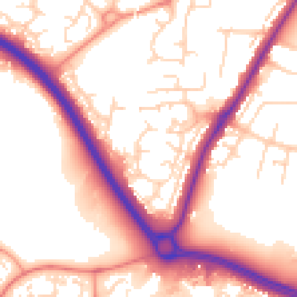 Daytime road noise heatmap for NN4 8QJ