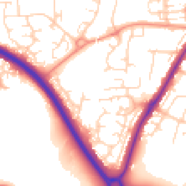 Daytime road noise heatmap for NN4 8QZ