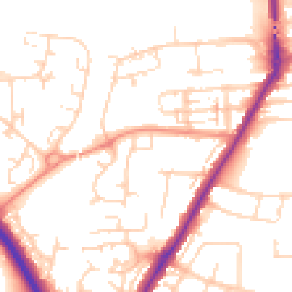Daytime road noise heatmap for NN4 8RA