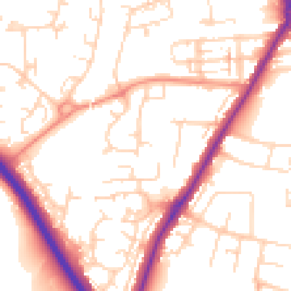 Daytime road noise heatmap for NN4 8RB
