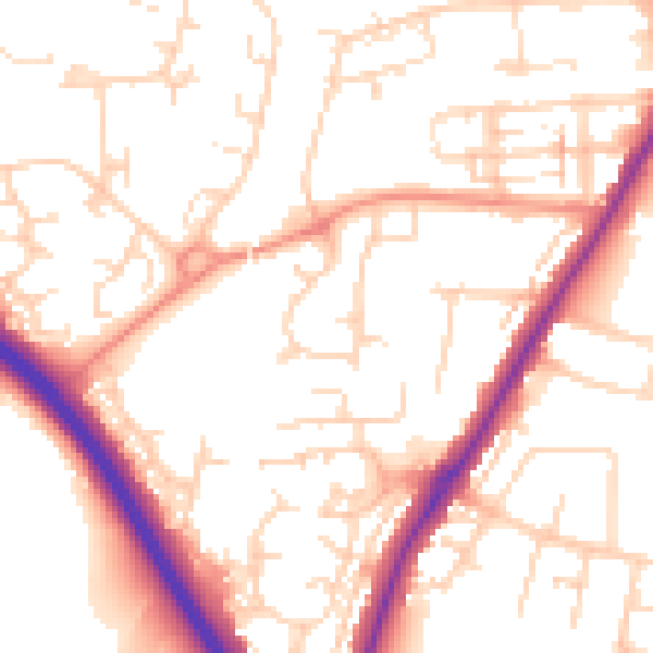 Daytime road noise heatmap for NN4 8RD