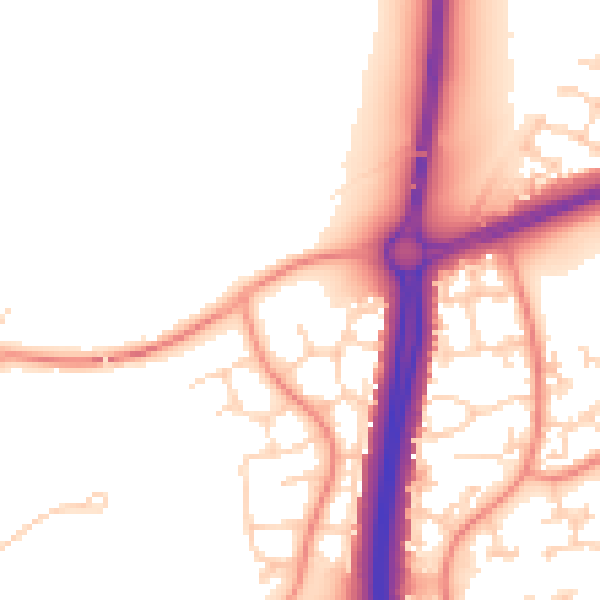 Daytime road noise heatmap for NN4 9QL