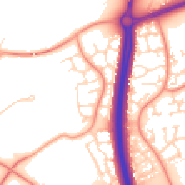 Daytime road noise heatmap for NN4 9QN