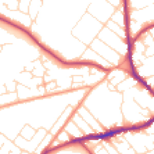 Daytime road noise heatmap for NN8 3AH