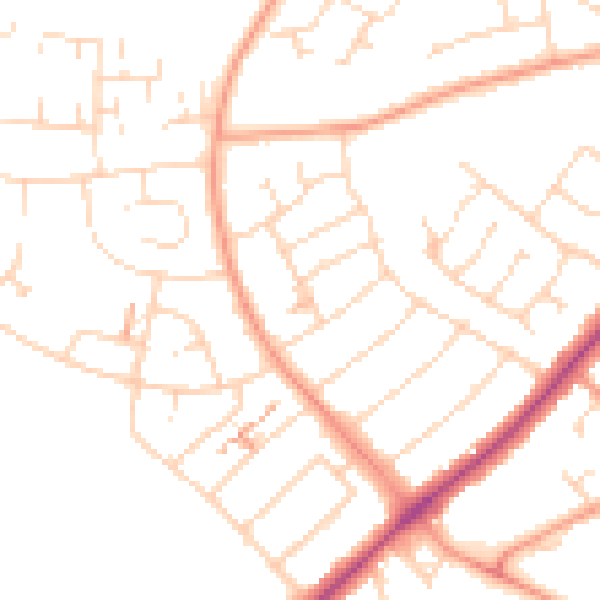 Daytime road noise heatmap for NN8 3NJ