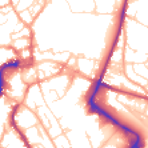 Daytime road noise heatmap for NR1 1DH