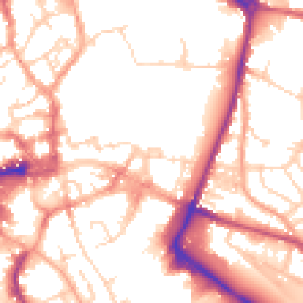 Daytime road noise heatmap for NR1 1NW